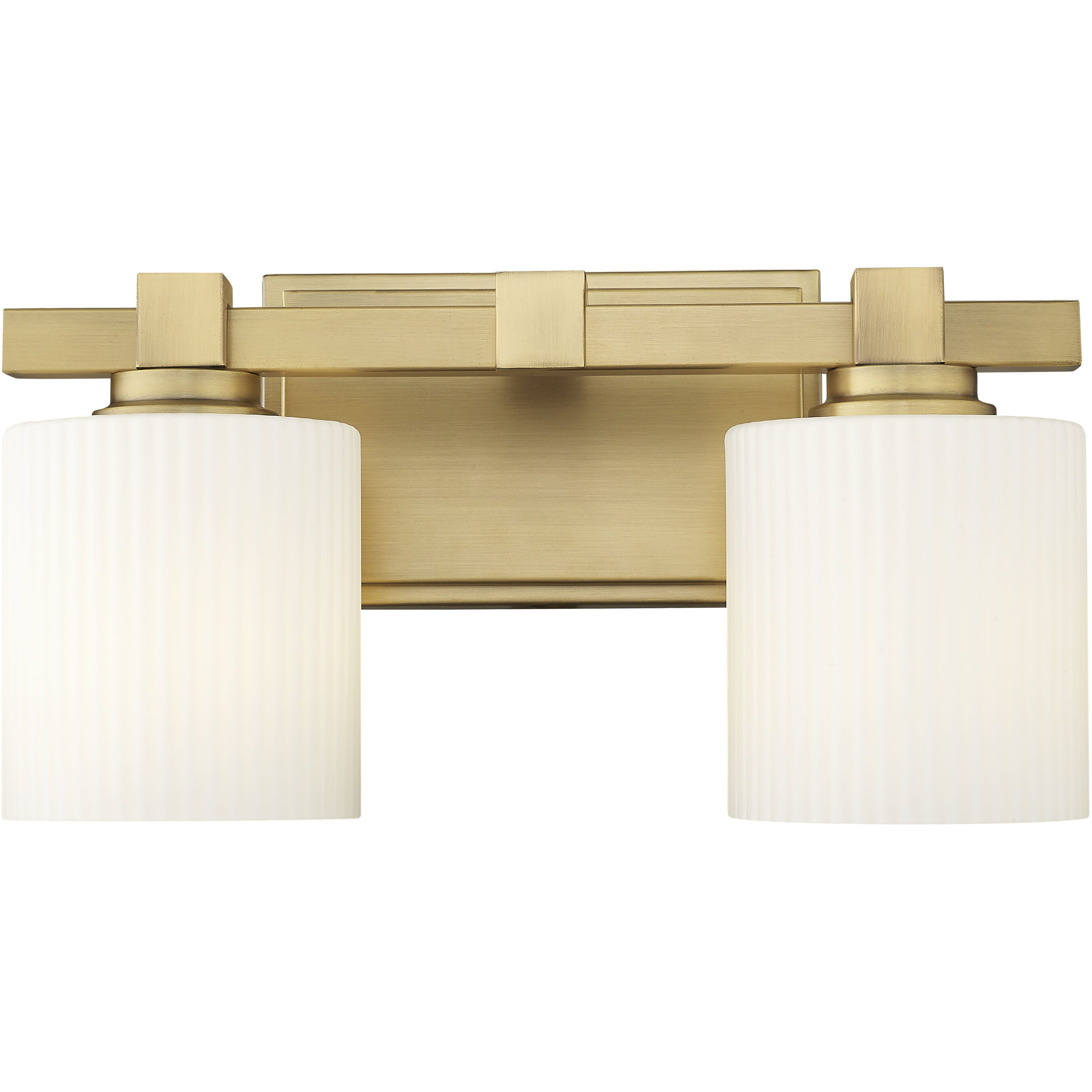 None 2 Light 14 inch Vintage Brass Bathroom Vanity Light Wall Light